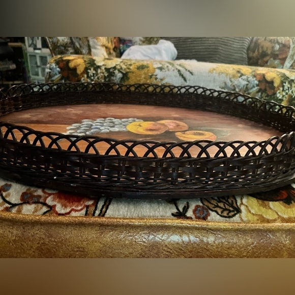 Large Vintage Hand Painted tray Wall hanging Art 22”x15” -Amazing piece ! - Picture 7 of 13